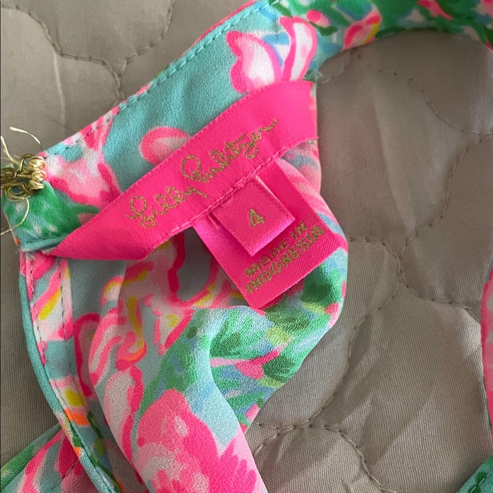Lilly Pulitzer Turquoise and Hot Pink Floral Halter Dress - Picture 2 of 3